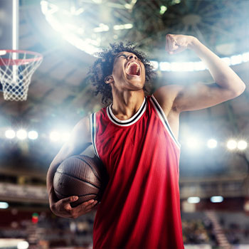 Basketball Gewinner mit Ball Basketball Gewinner mit Ball