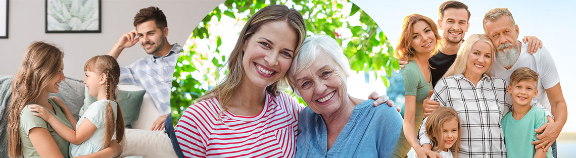 Zufriedene Familie: Wasserfilter, Luftreiniger, Wasserstoff-Generatoren